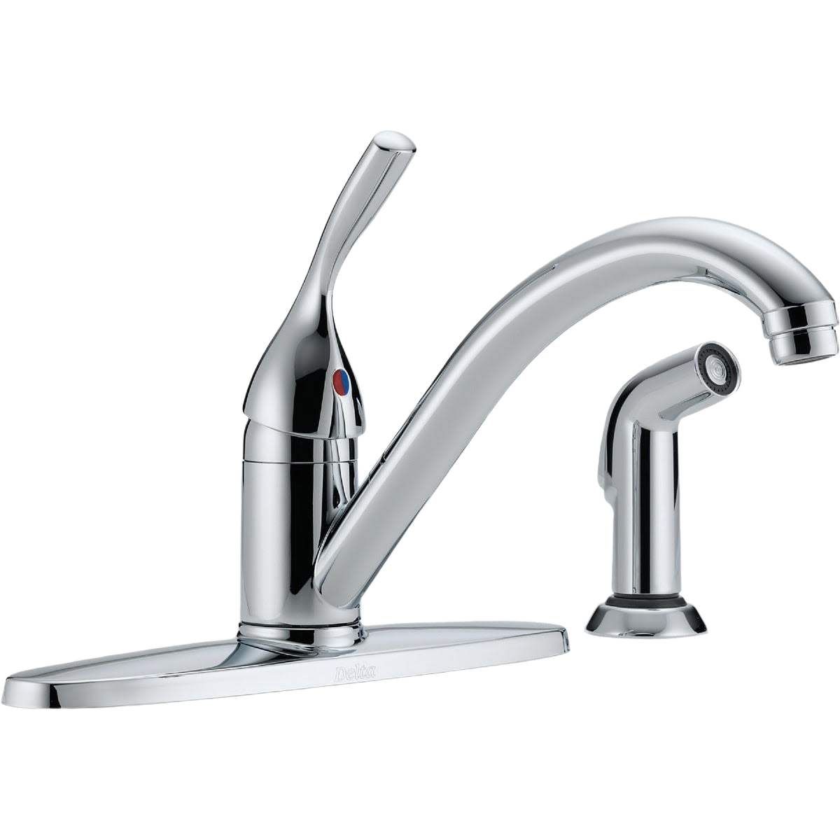 Chrome finish single handle kitchen faucet with pull-out spray for kitchen sink and home improvement collections