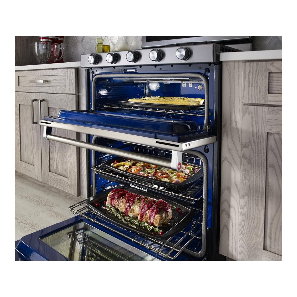 30-Inch 5 Burner Gas Double Oven Convection Range