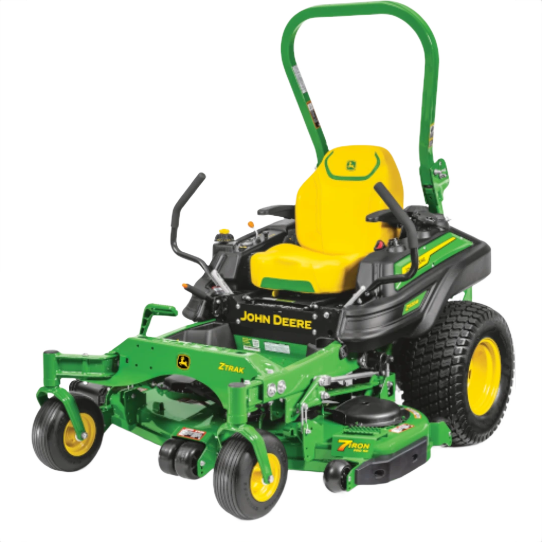Green and yellow zero-turn lawn mower with 60-inch deck and robust tires for home improvement and landscaping tasks