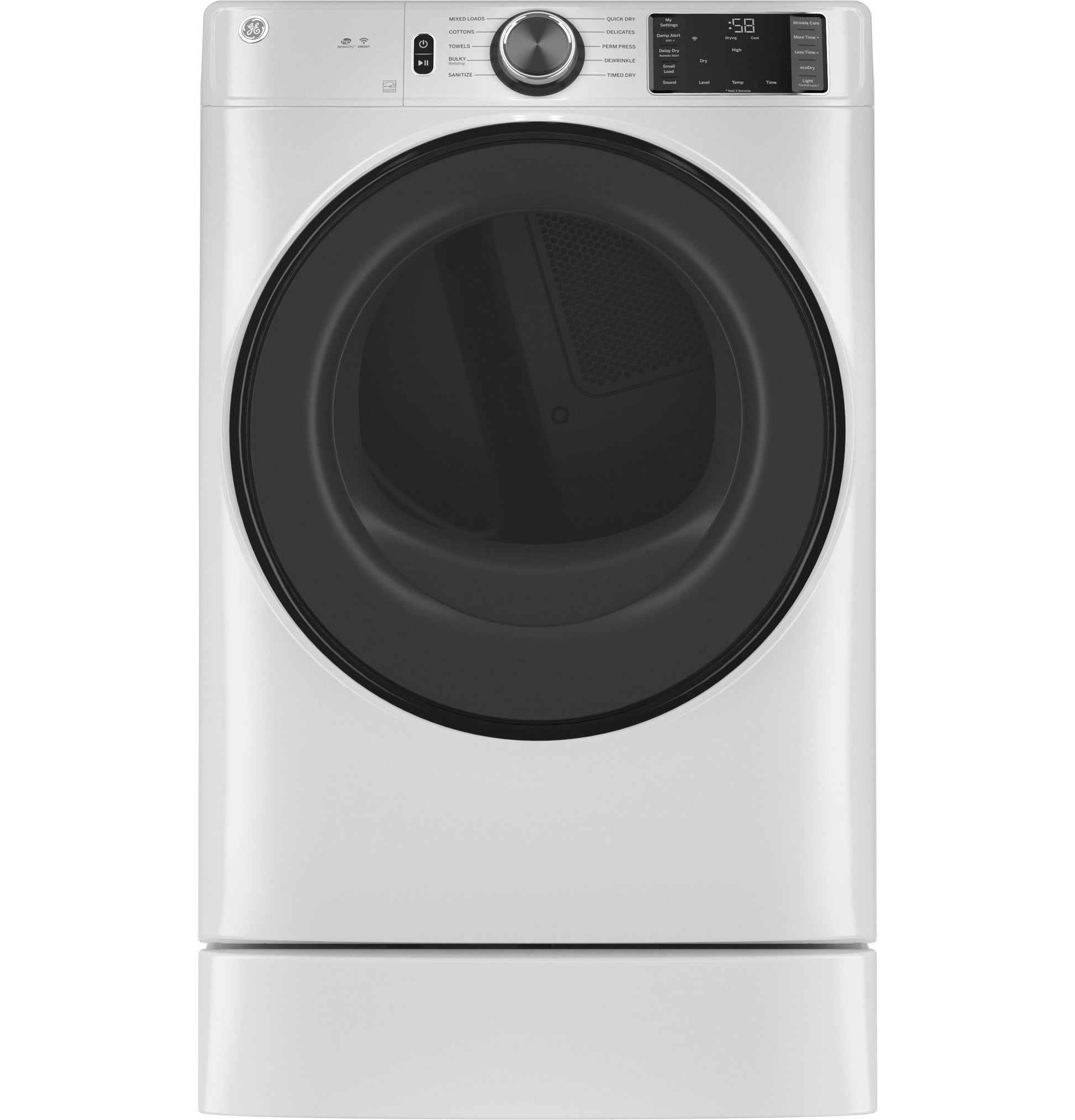 White smart front load electric dryer with digital control panel from dryers and appliances collection