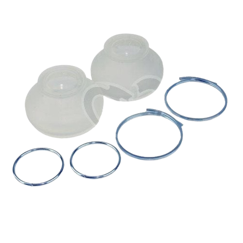 Set of translucent rubber boots and metal clamps for power steering cylinder repair in tools and home improvement use