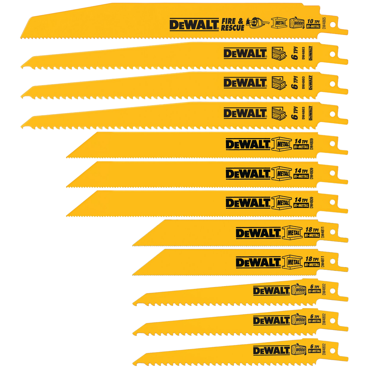 DEWALT Bi-Metal Reciprocating Saw Blade Set (12 pc.)