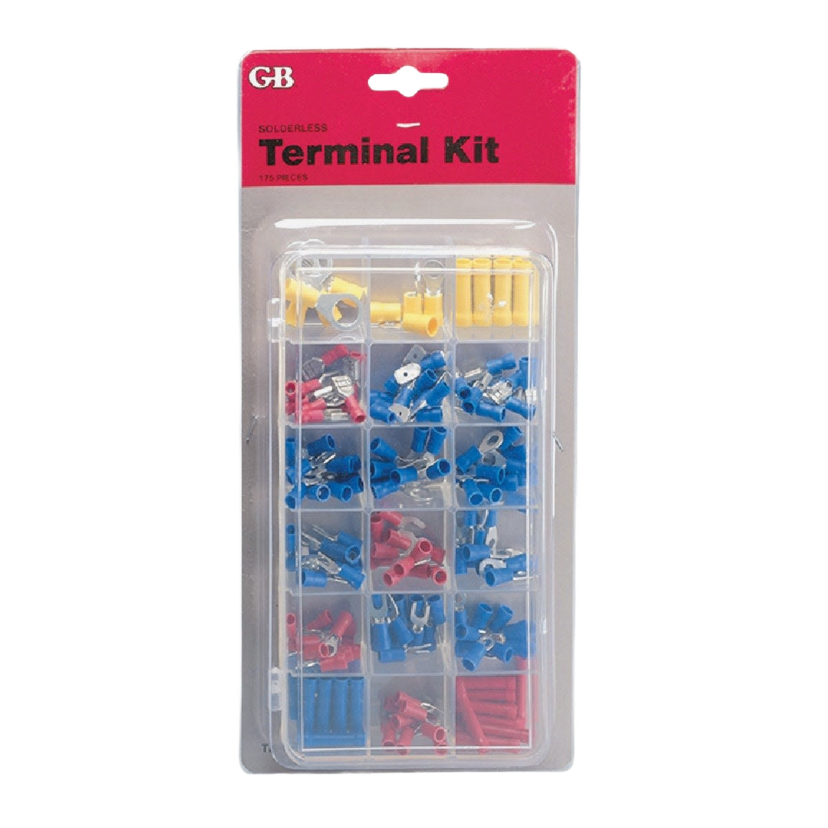 175-piece assorted insulated wire terminals kit in clear plastic organizer for electrical projects and home improvement tools collections