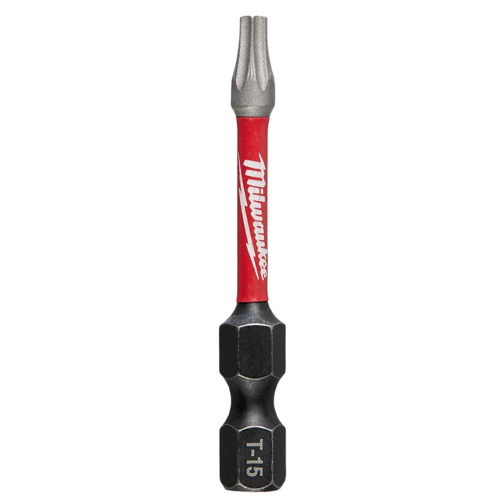 Red-shafted T15 TORX bit with impact-duty design for power tool accessories and home improvement tasks