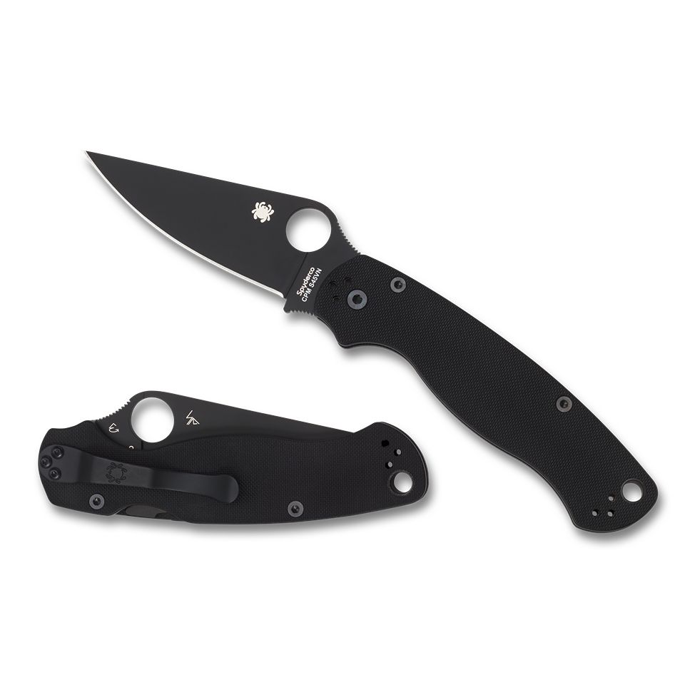 Black plain edge folding knife with ergonomic textured handle in cutting tools and woodworking hand tools collections