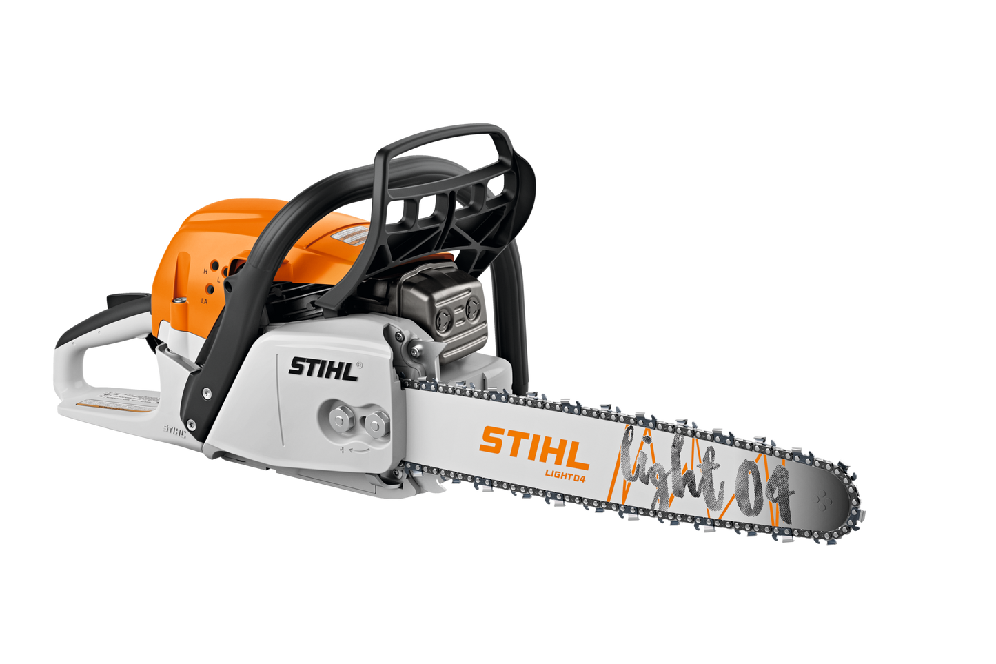 Compact orange and white chainsaw with 20-inch bar designed for efficient cutting in tools and home improvement tasks