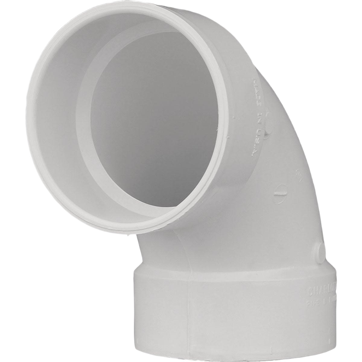 White PVC 90-degree sanitary elbow fitting for drainage and vent plumbing under $50 Pipes & Fittings collection