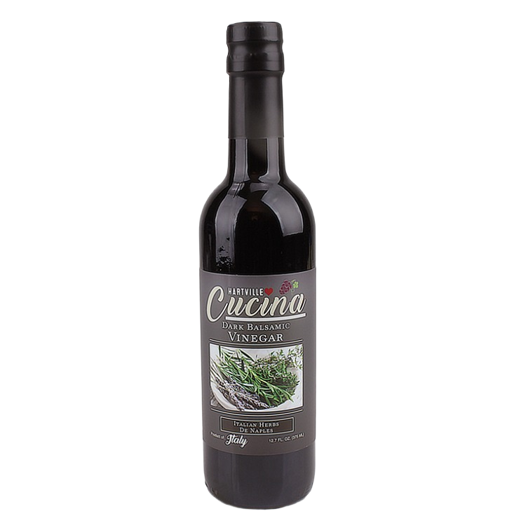 Dark balsamic vinegar bottle with Italian herb label, part of Hartville Oil & Vinegars and Food & Beverage collections