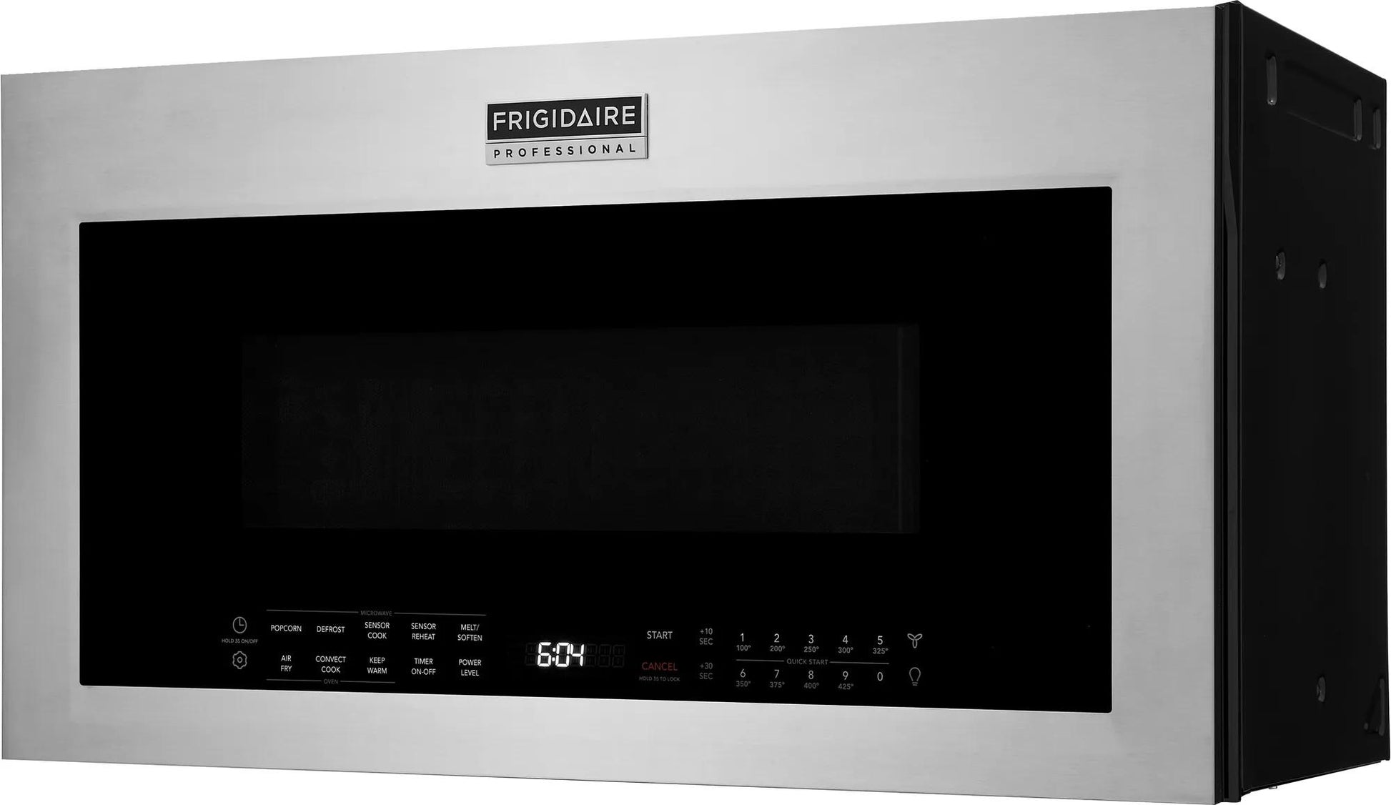Stainless steel over-the-range microwave with digital control panel and air fry feature for kitchen appliances