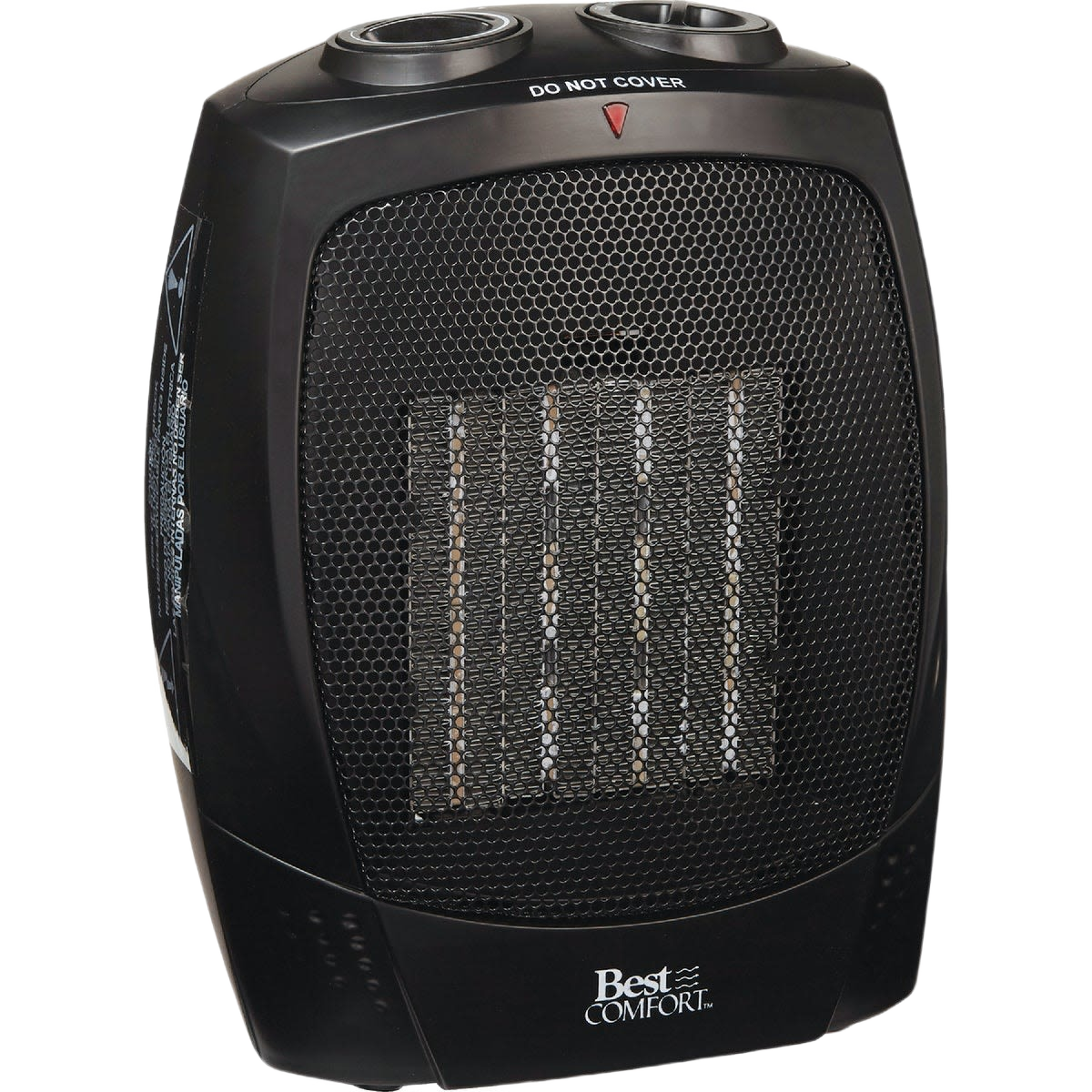 Compact black ceramic space heater with mesh front and two control dials in Under $50 and All Products collections