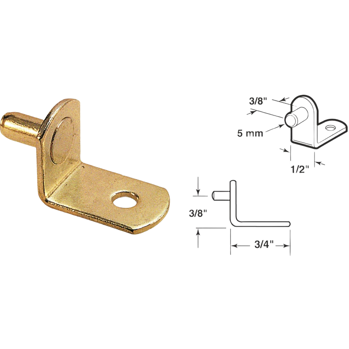 Brass metal shelf support bracket with screw slot and peg for secure shelving in storage and organization projects under 50 dollars