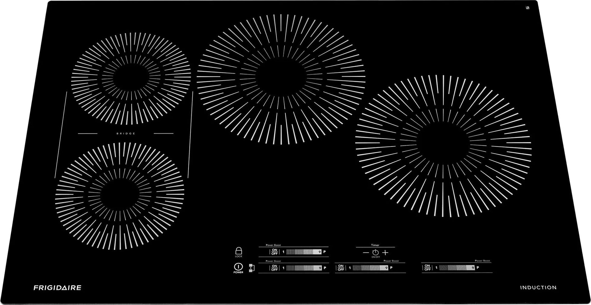 Black induction cooktop with four cooking zones and digital touch controls in Cooktops and Kitchen & Kitchenware collections