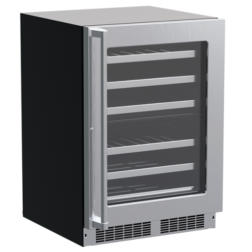 Built-in stainless steel dual zone wine cooler with glass door and adjustable wire racks in Appliances and Kitchen collections