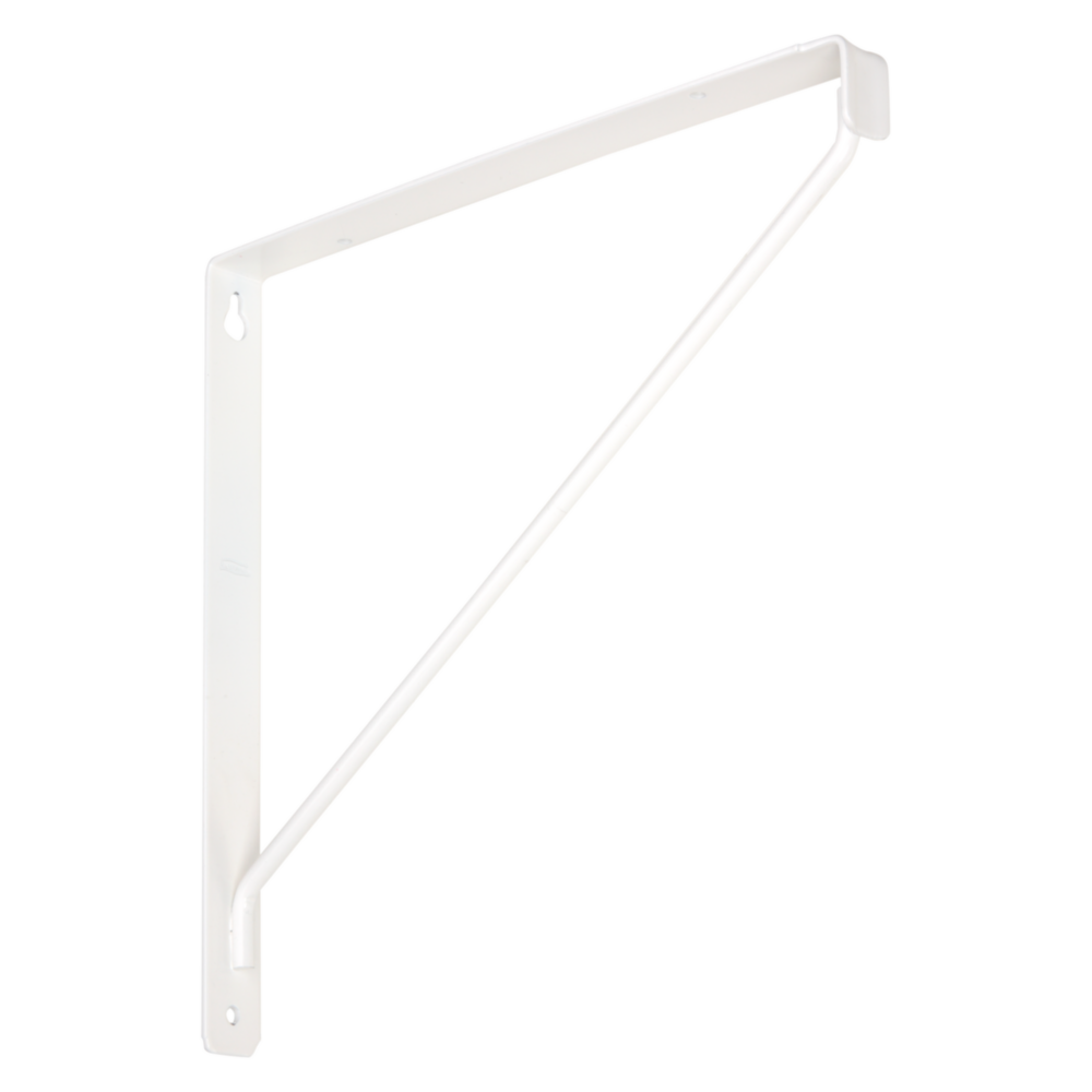 White steel shelf bracket with diagonal support for shelving and storage organization under $50 collections