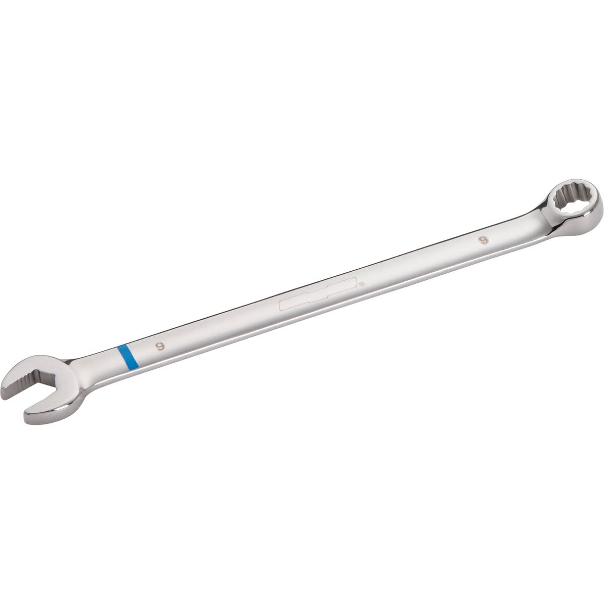 Polished 9mm 12-point metric combination wrench with open and closed ends for precise home improvement tasks