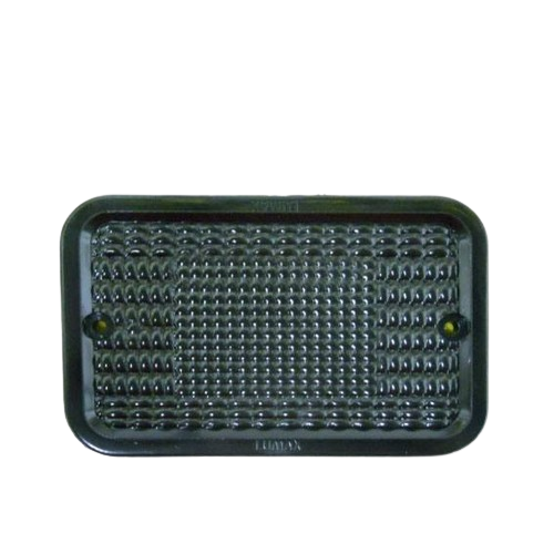 Black rectangular warning lens with textured surface for John Deere parts and accessories collection