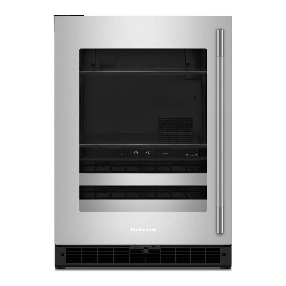 4.8 Cu. Ft. 24-Inch Beverage Center with Left Door Swing and 14-Wine Bottle Capacity with Metal-Front Racks in Stainless Steel