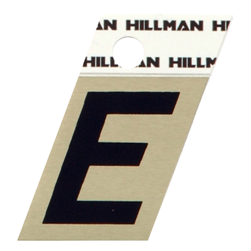 Hillman 1-1/2 Inch Black & Gold Aluminum Angle Cut Sticker Letter E