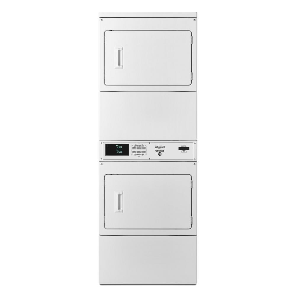 White commercial gas stack dryer with digital controls designed for high-capacity laundry in Appliances collection
