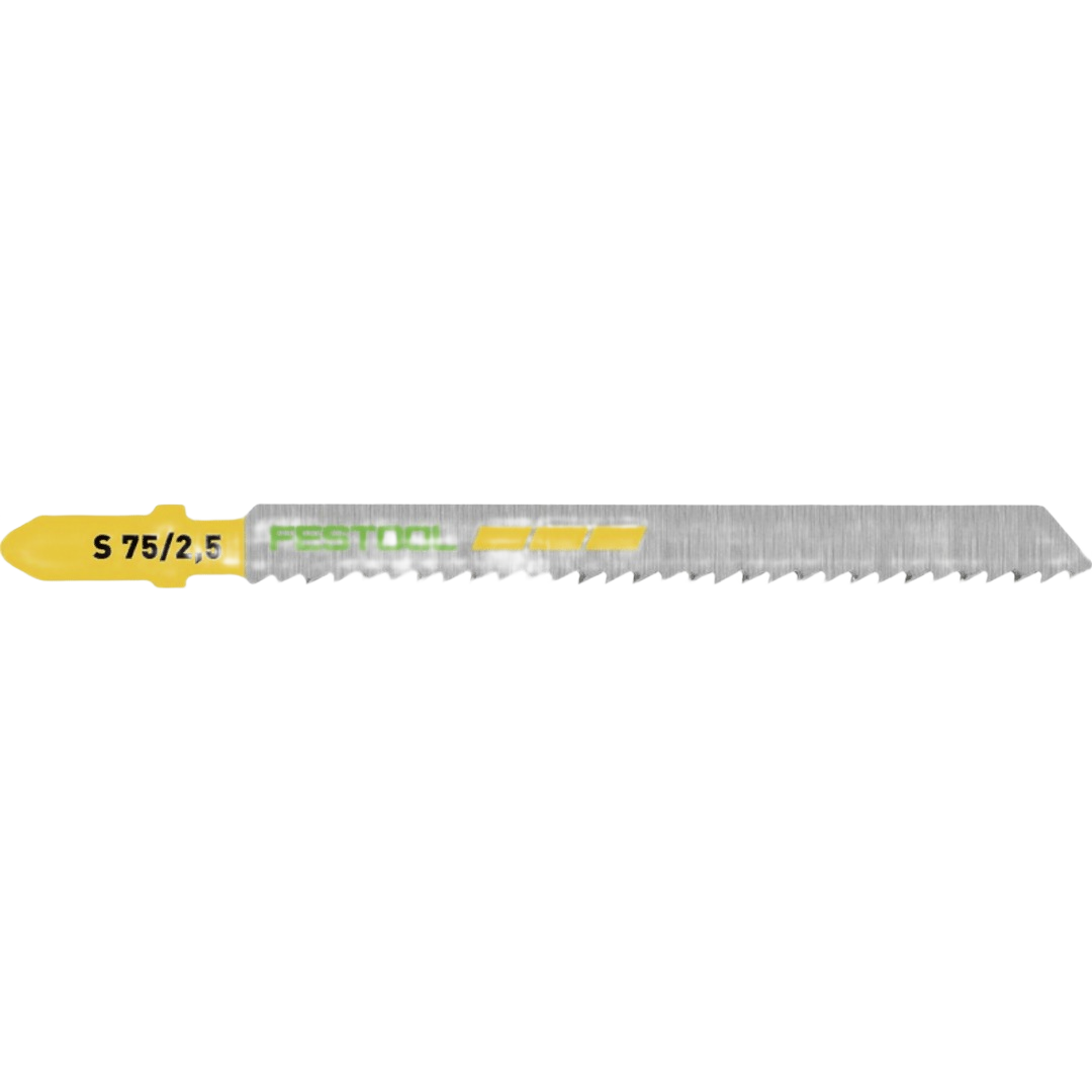 Fine cut jigsaw blade with yellow shank and precision teeth for woodworking and tool accessory applications under $50