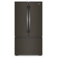 36-inch wide dark stainless steel 3-door French door refrigerator for kitchen and appliance collections