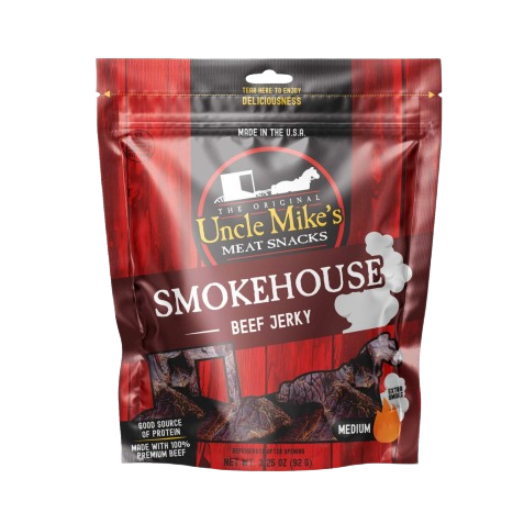 Package of Uncle Mike's Smokehouse medium beef jerky snack in Chips & Snacks and Food & Beverage under $50 collection