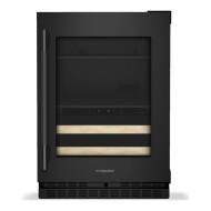 4.8 Cu. Ft. 24-Inch Beverage Center with Right Door Swing and 14-Wine Bottle Capacity with Wood-Front Racks in Black Ore