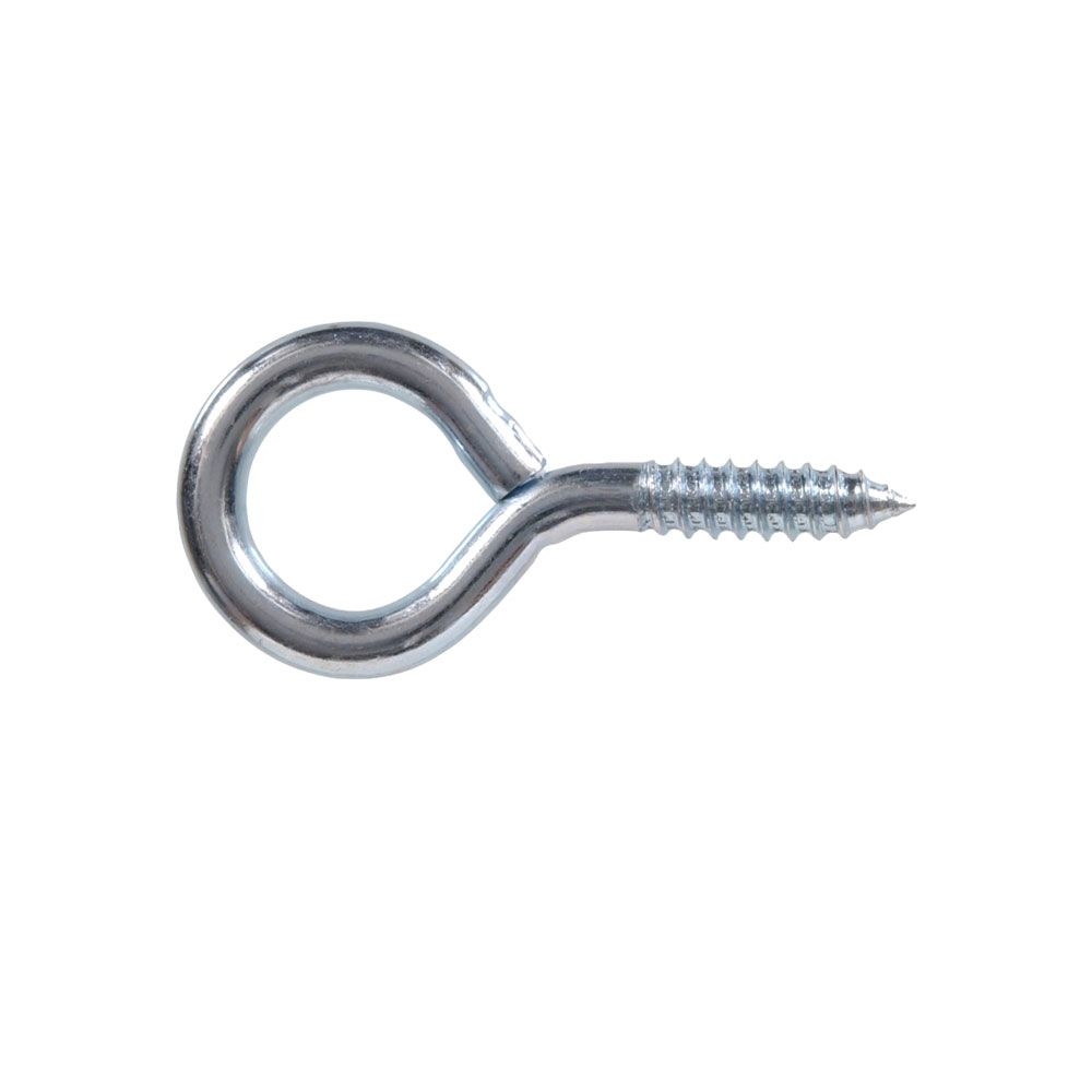 Zinc-plated forged steel large eye screw used for fastening in hardware and home improvement tools collection