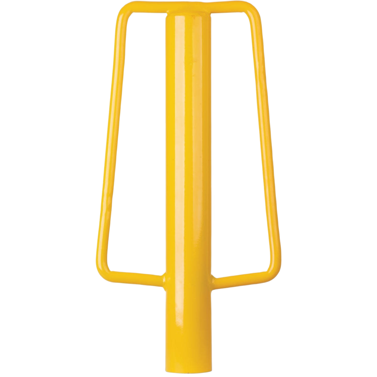 Yellow heavy-duty steel post driver with powder-coated finish for gardening and outdoor hand tool projects under $100