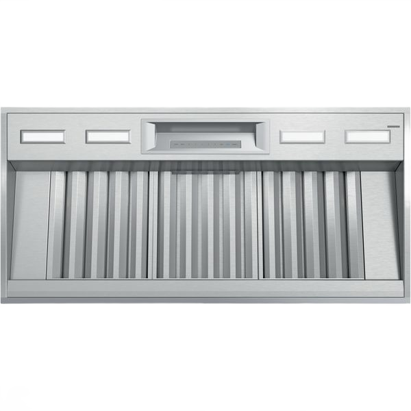 Stainless steel insert range hood with digital controls, part of Thermador Over the Range Hoods and Kitchen & Kitchenware collections