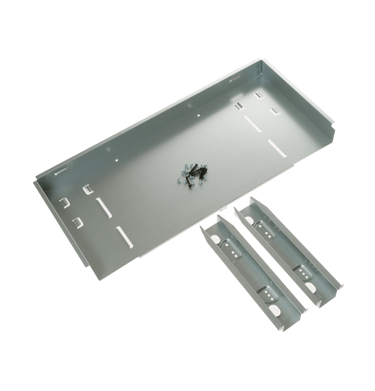 Stainless steel trim kit components with screws for 27-inch built-in microwaves in kitchen appliances collection