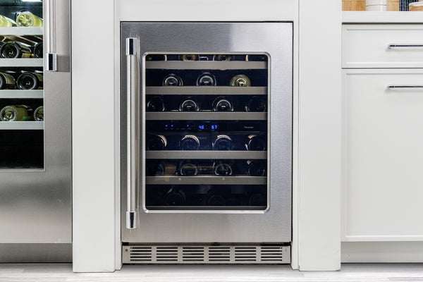 Freedom®, Under Counter Wine Cooler with Glass Door, 24'' Professional, Stainless Steel, Right Hinge