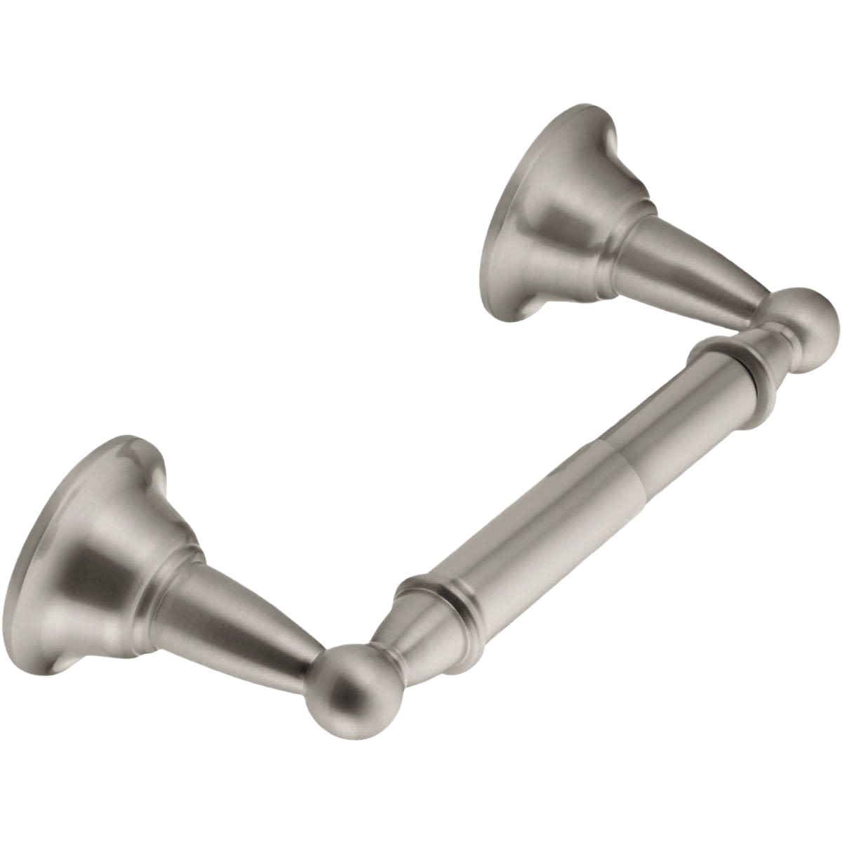 Brushed nickel toilet paper holder with classic design for home improvement and bathroom use