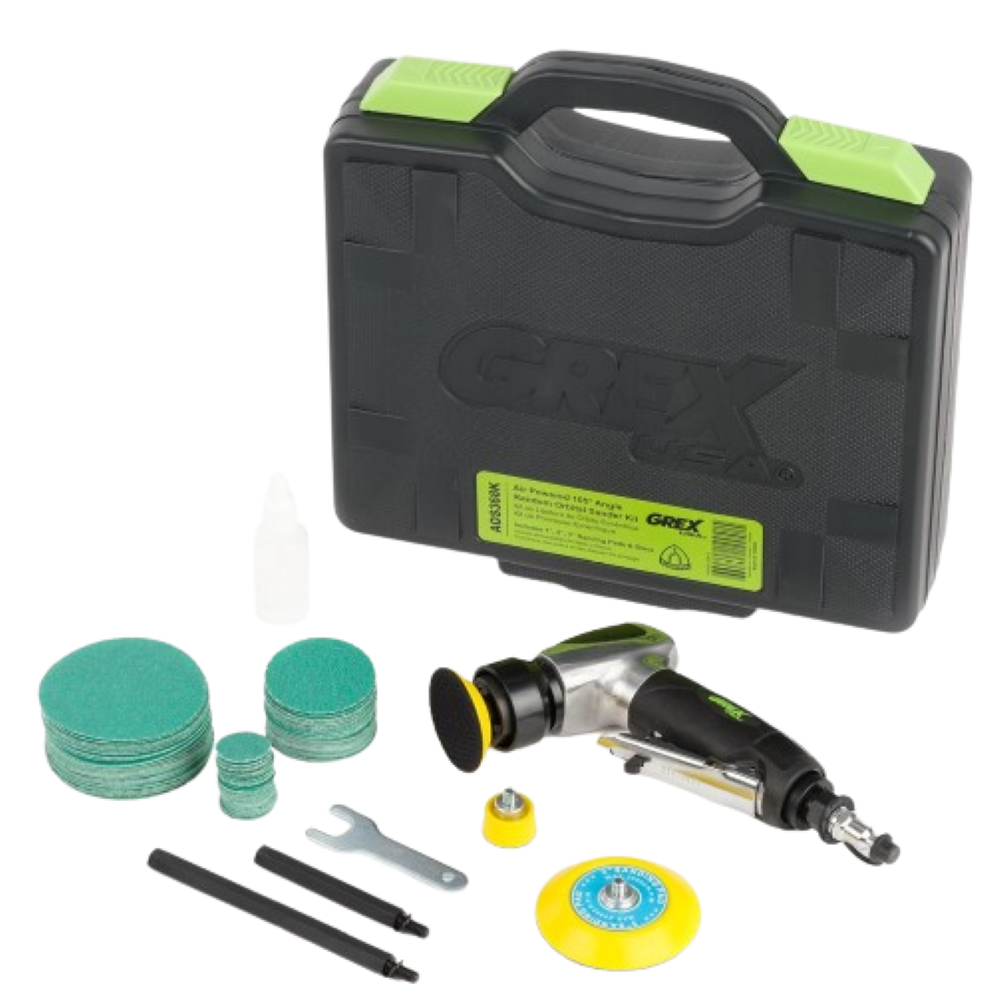 Grex Air Powered 105 Deg. Angle Random Orbital Sander Kit
