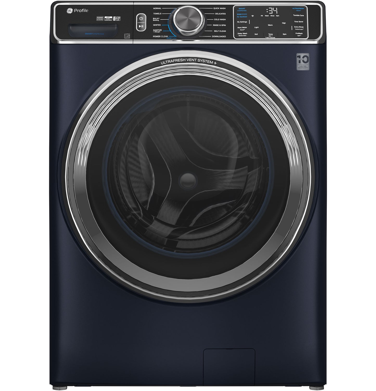 Front load smart washer in dark finish with UltraFresh™ Vent System+ and digital control panel from Front Load Washers collection