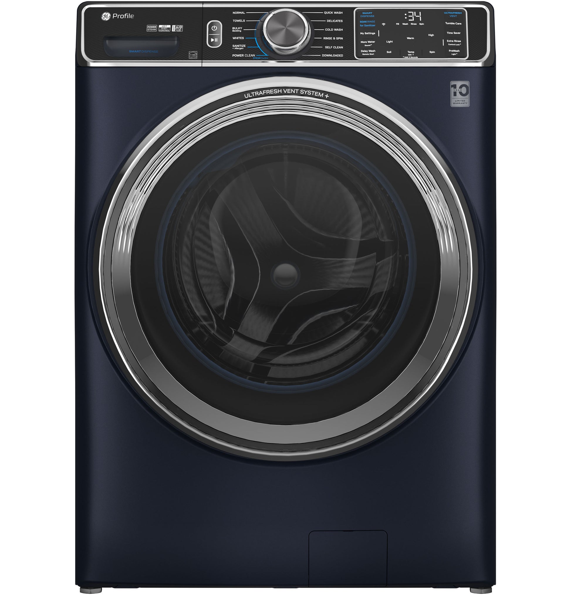 Front load smart washer in dark finish with UltraFresh™ Vent System+ and digital control panel from Front Load Washers collection
