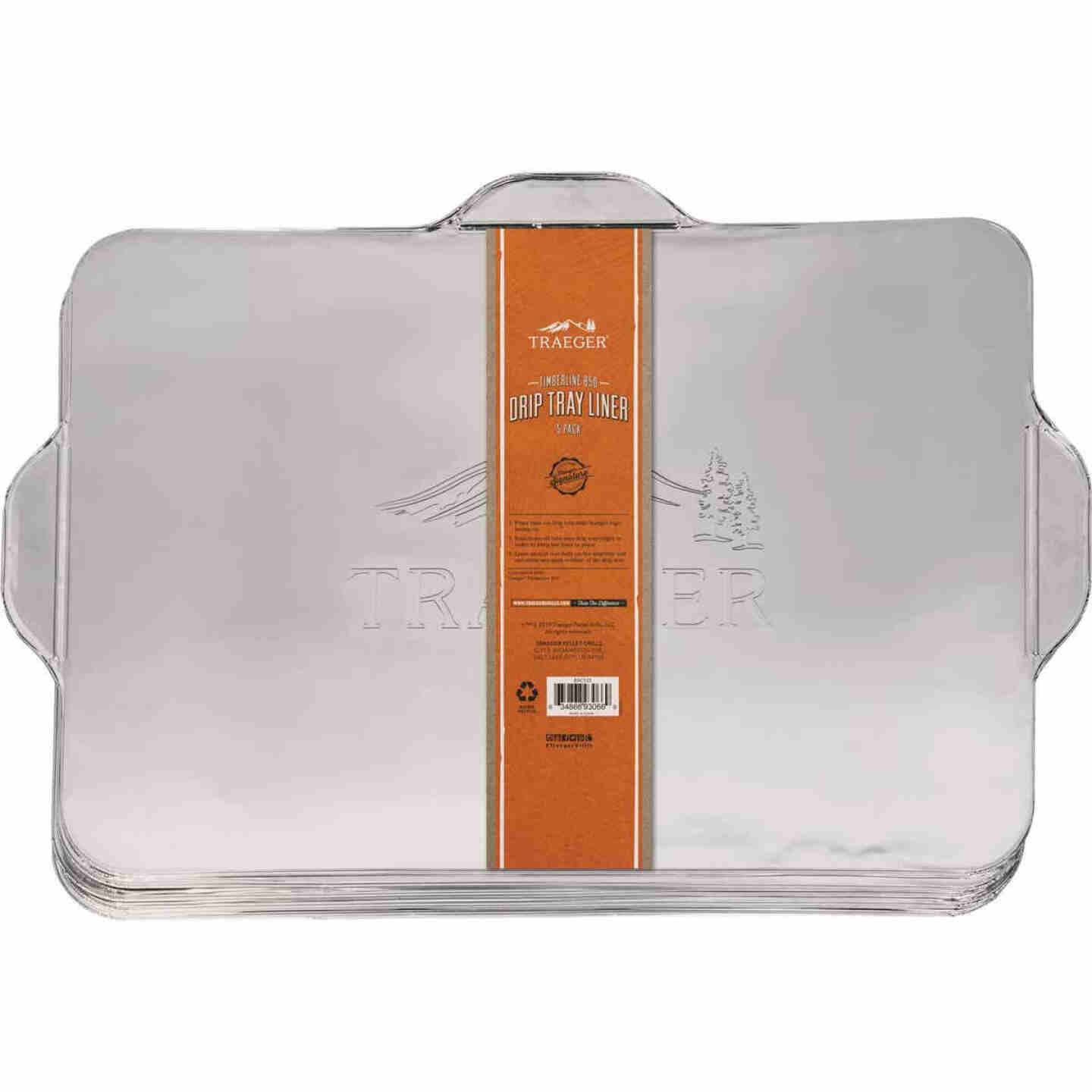 Stack of rectangular aluminum drip tray liners with handles for grilling and home improvement use