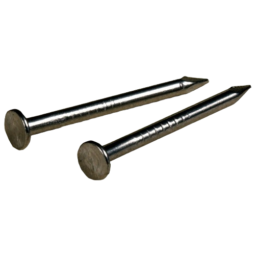 Two steel wire nails with large flat heads for wood fastening in hardware and fasteners collections under $50