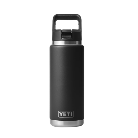 Black insulated stainless steel 26 oz. bottle with straw cap from Drinkware and Kitchen & Kitchenware collections