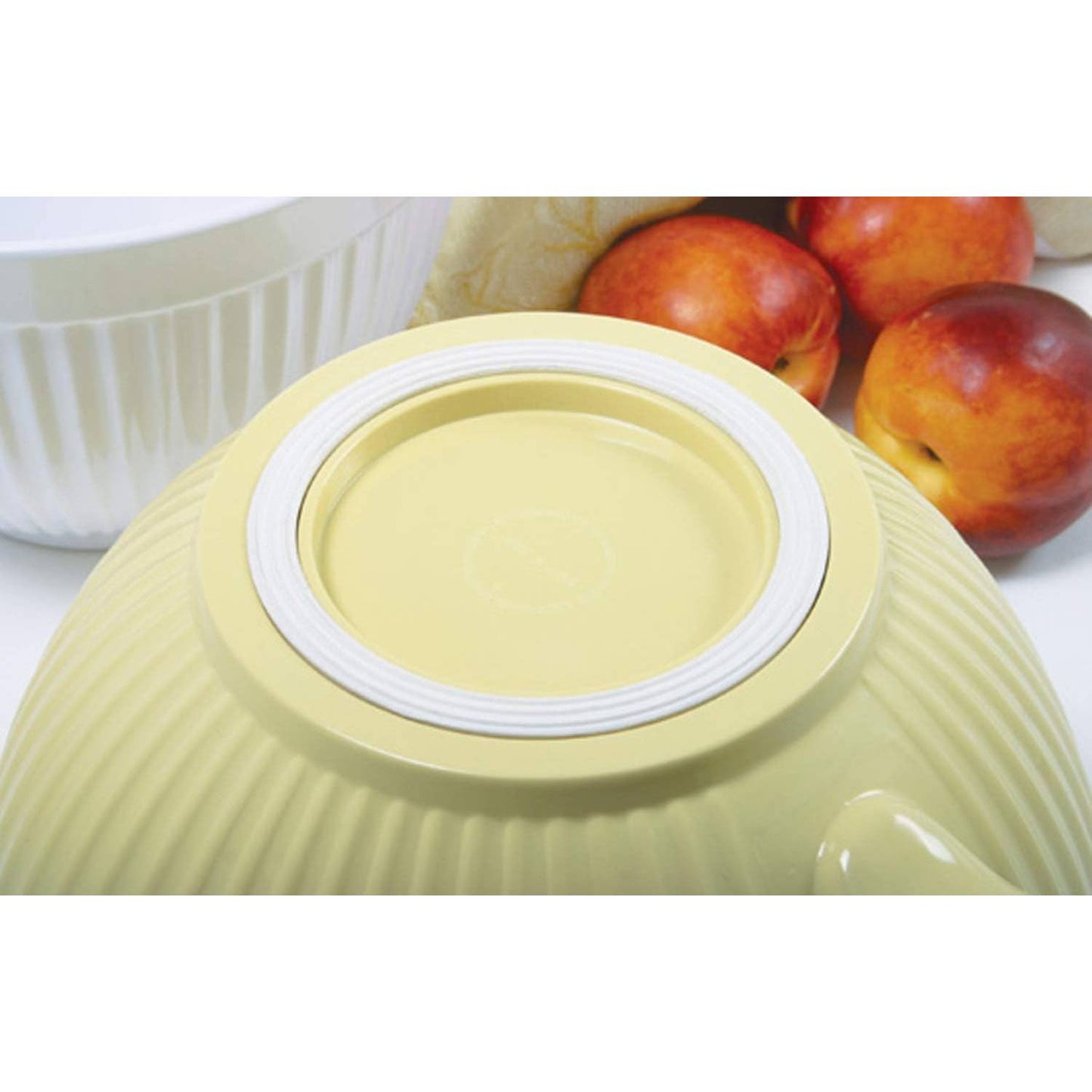 Yellow ribbed 5-quart mixing bowl with non-slip base, part of kitchenware collections under $50 and under $100