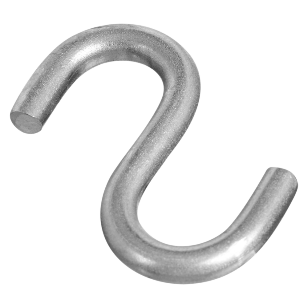 Heavy-duty stainless steel open S hook for hanging and fastening in hardware, hooks, fasteners, and clips collections under $50