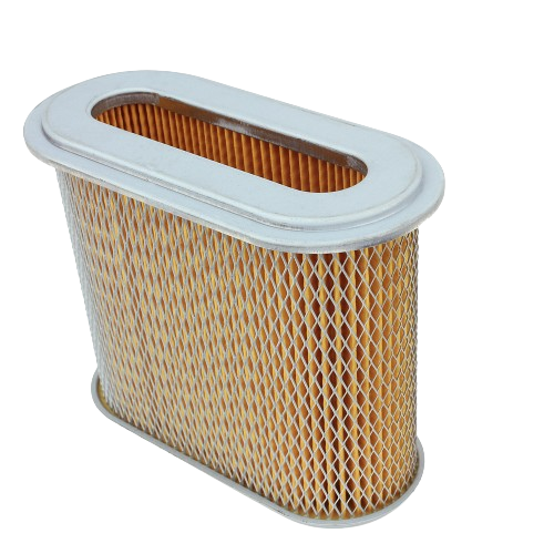 Oval-shaped air filter element with pleated paper media and metal mesh for equipment maintenance tasks