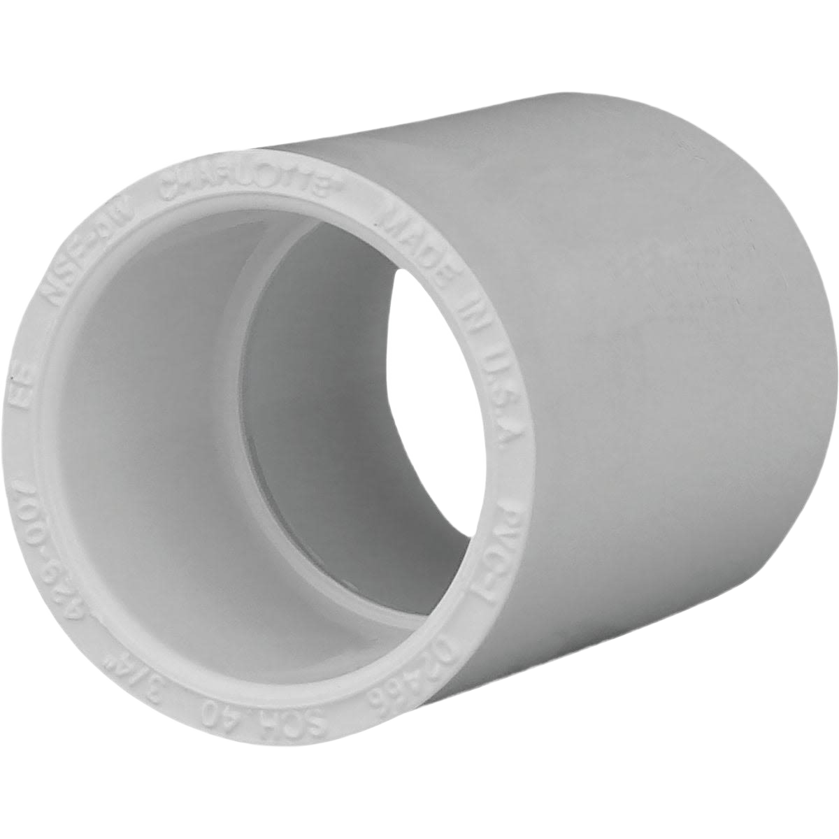 White PVC slip coupling with Schedule 40 rating for plumbing in Pipes & Fittings and Home Improvement collections
