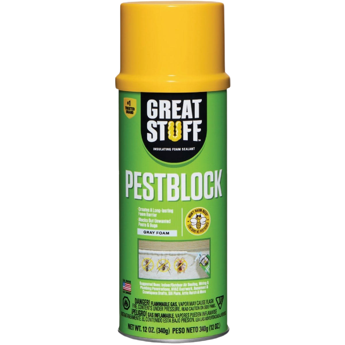 Can of Great Stuff Pestblock insulating foam sealant designed for home improvement and pest control use