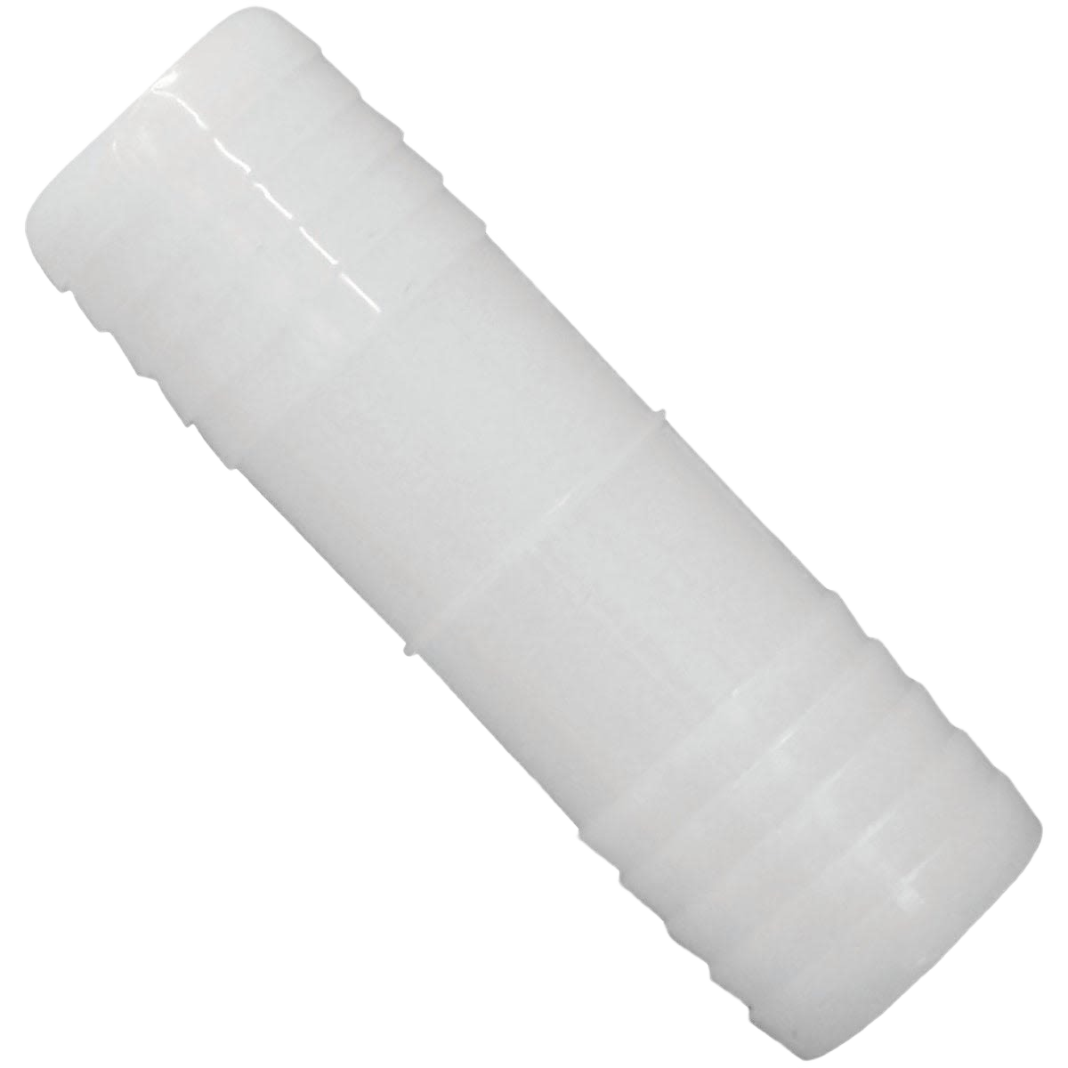 White nylon insert coupling with barbed ends for polyethylene pipe connections in plumbing and pipes & fittings collections