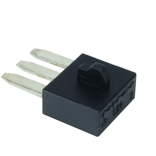 Compact black 1.5 amp diode with three metal prongs for automotive and John Deere engine and auxiliary parts accessories