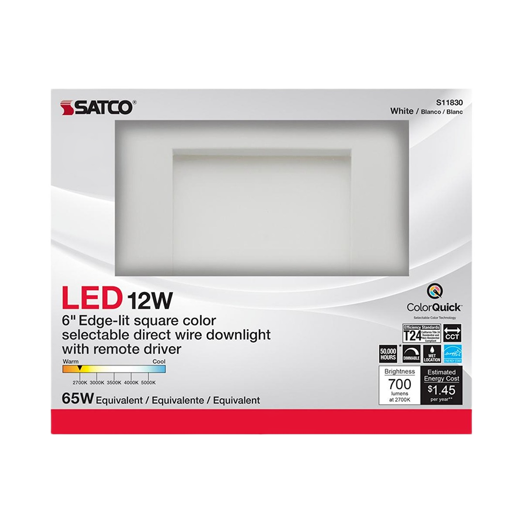 Square edge-lit LED downlight with color selectable feature and remote driver for efficient indoor lighting collections