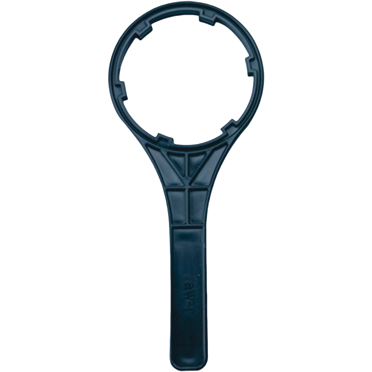 Black plastic housing wrench with ergonomic handle designed for home improvement and plumbing tool use