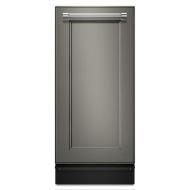 Panel-ready built-in trash compactor with stainless steel handle, designed for kitchen and home appliances collection