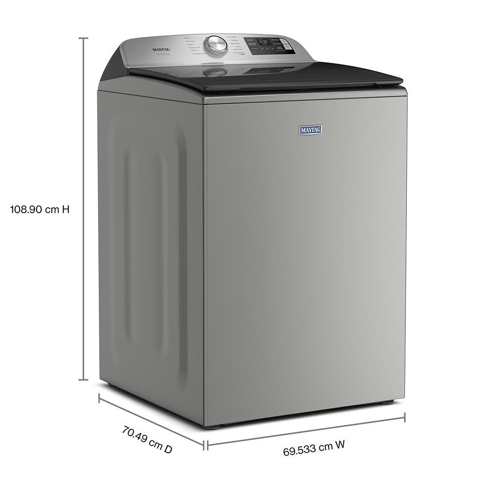 Silver top load washer with digital control panel and cycle knob, part of top load washers and appliances collections
